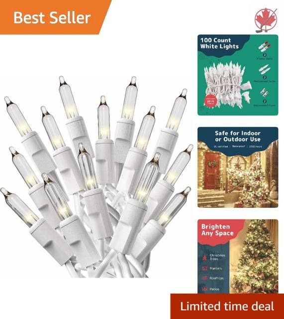 Versatile Waterproof Christmas Lights 20ft 100 Clear Warm White Indoor/Outdoor