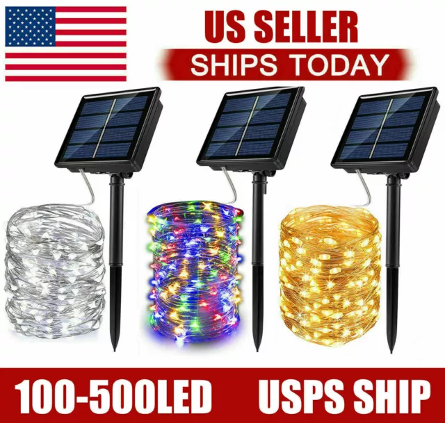 100-500 LED Solar Power String Fairy Lights Garden Outdoor Party Christmas Lamp