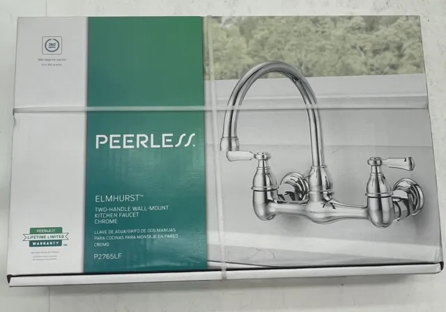 Peerless P2765LF Elmhurst 1.5 GPM Wall Mounted Bridge Kitchen Faucet Chrome