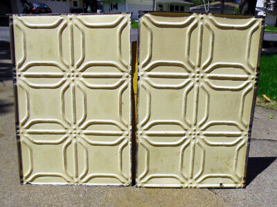 SALE 2 Antique Ceiling Tin Tile Simple & Elegant Pie Cupboard Doors Cottage Chic