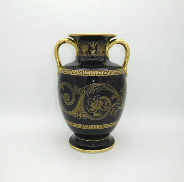 HUTSCHENREUTHER - Porzellan-Vase Amphore gross, Echt-Kobalt, Gold-Dekor, 27cm