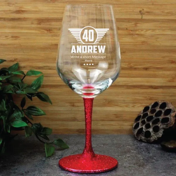 40th Birthday Engraved Personalised Wine Glass 450ml (M) - Made To Order Cust...
