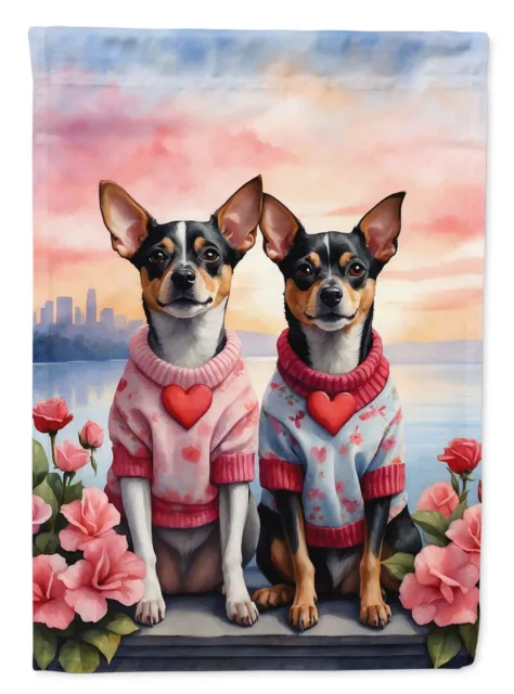 Rat Terrier Two Hearts Flag Canvas House Size DAC4683CHF
