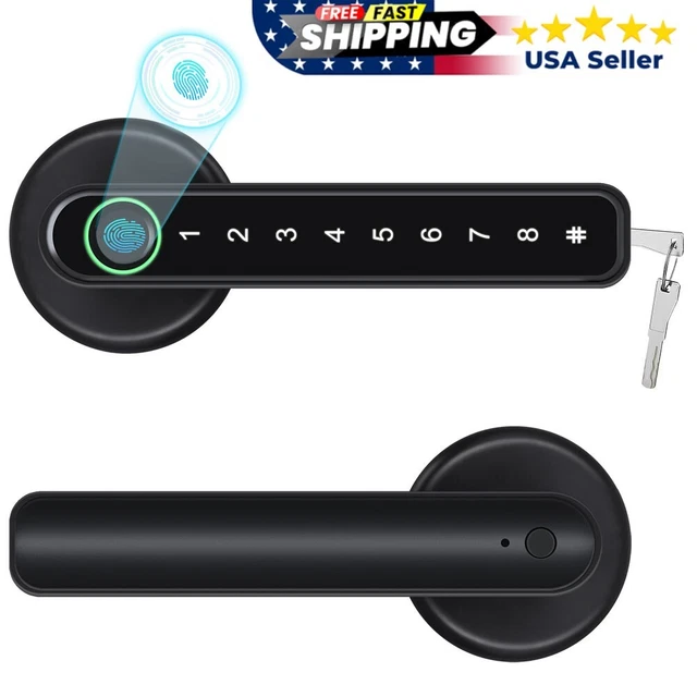 Fingerprint Door Lock, Handle Door Entry Lock Keyless Biometric Password Lock US