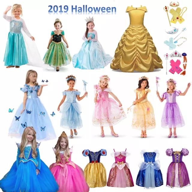 Kids Girls Princess Dresses cinderella Belle Dress Party Fancy Costumetu tutu