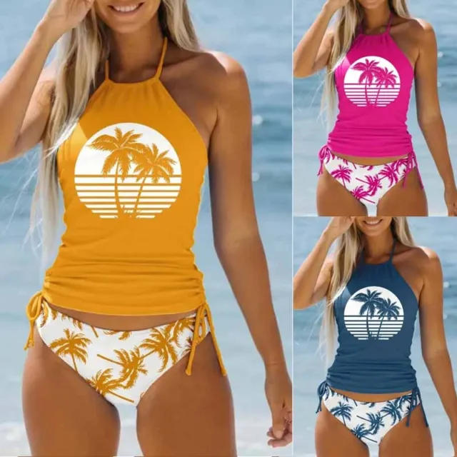 Women's Swimsuit Push Up Padded Tankini Bikini Set Swim Dress Beachwear Bathing