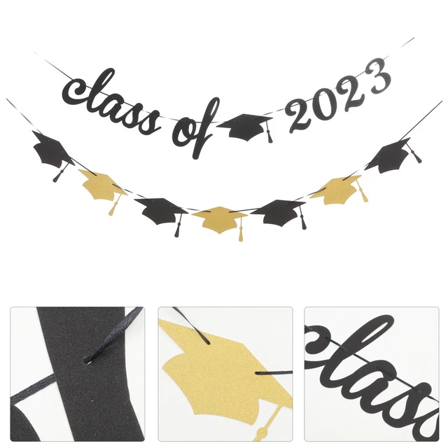 2023 Abschluss-Deko Foto-Banner – Rot-blau, Für Uni, College, Schule, DIY, Inkl. 12 Foto-Ausschnitte