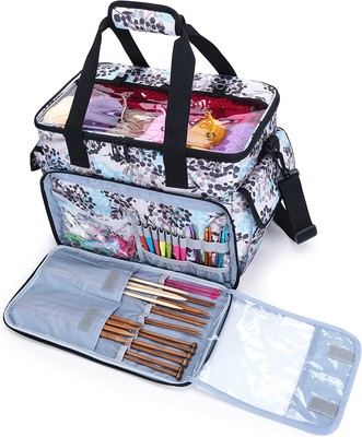 Nero Teamoy Borsa porta filati matasse di filato e accessori per maglieria borsa da viaggio per maglieria con divisori interni pieghevoli per WIP 
