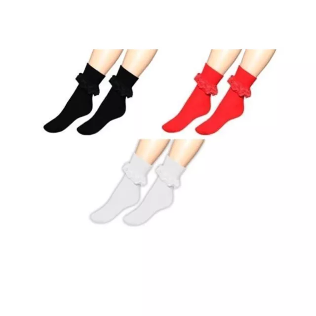 Frill Lace Top Ankle Socks Retro Style Ruffled Lace Trim Ankle High Girls Ladies