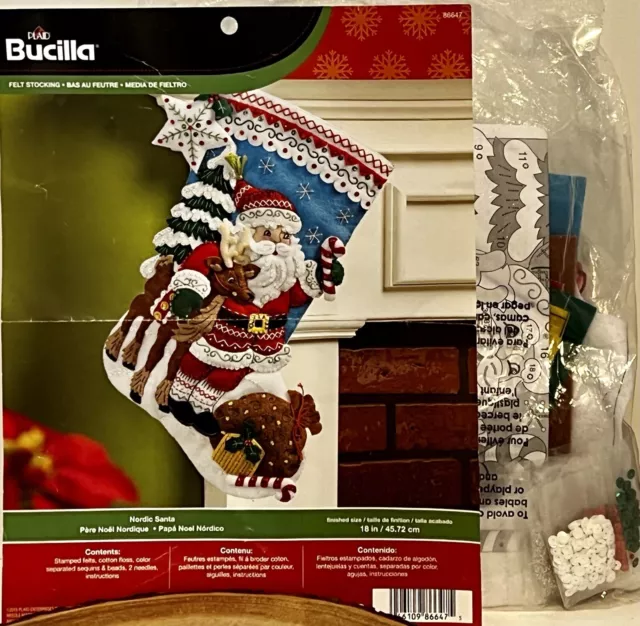 Bucilla Felt Stocking Kit Rock & Roll Santa Guitar Piano Music Sequin  Christmas