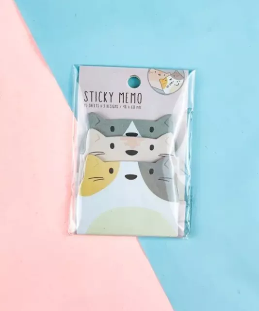 Cat Sticky Notes 15 Pages Per Book & 3 Books Included Cute New Sticky Notes