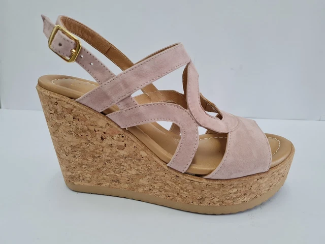 Fabrique de Chaussures ICE Sandales Femmes en Daim Compensées Rose Nu
