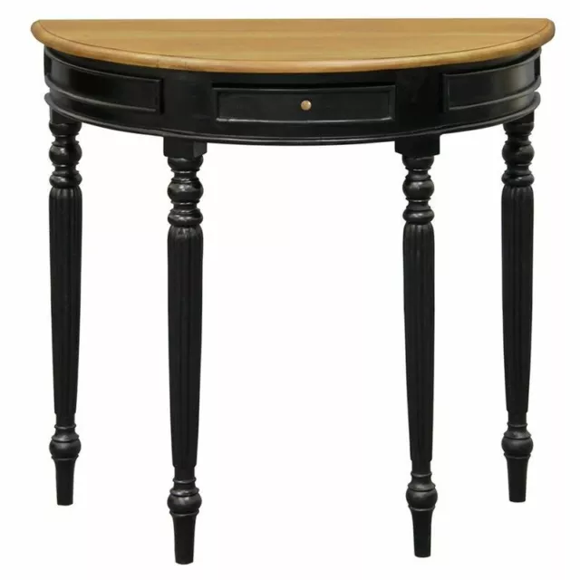 Mirei  French Provincial Half-Round Console Table/Hall Table  Black & Caramel