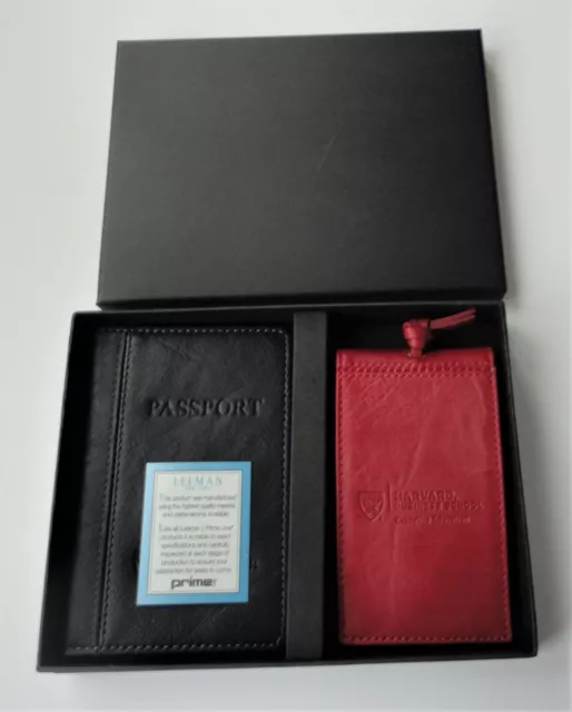 New In Box Leeman NY Prime Harvard Business School Passport Jacket Luggage Tag
