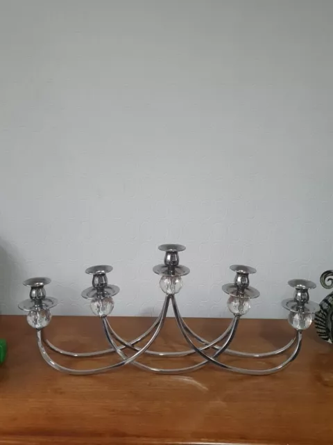 Georg Jensen Style Brass Silver Candle Taper Holder Boat Table Centrepiece
