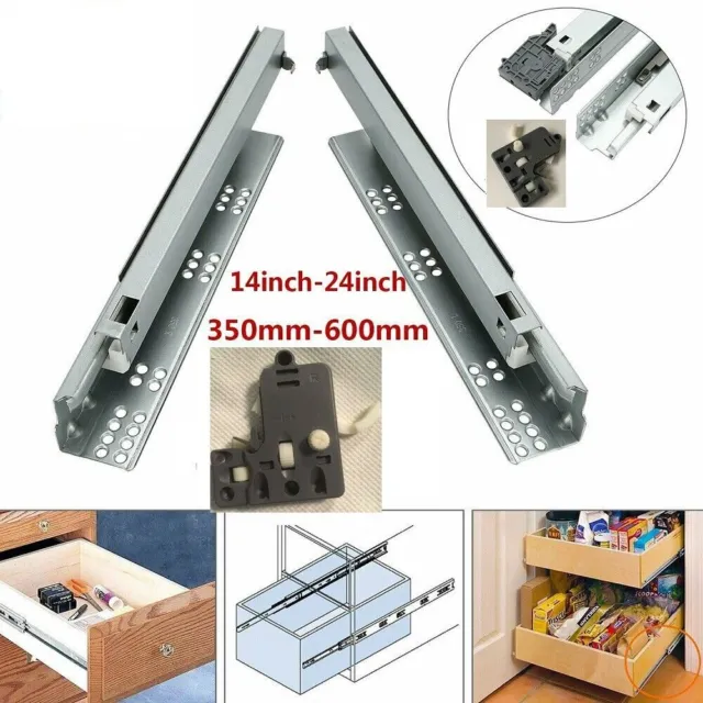 Soft Close Concealed Undermount Drawer Runners Slide Full Extension 350-600mm