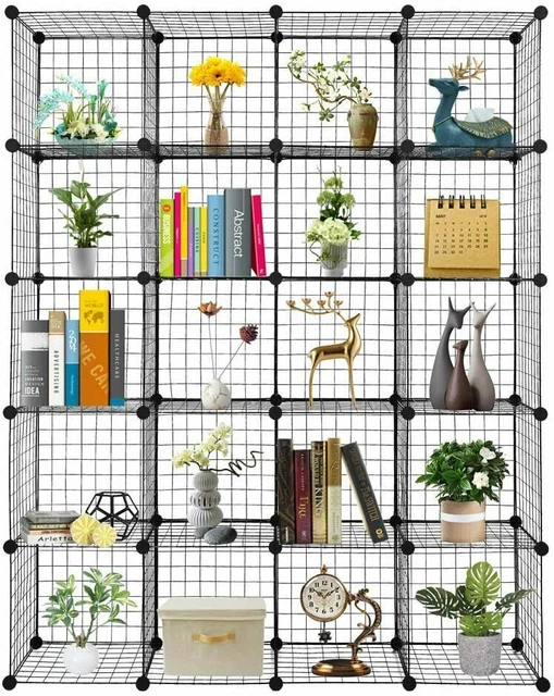 14&X14&METAL WIRE CUBE Grid Storage Organizer,Modular Shelving Unit