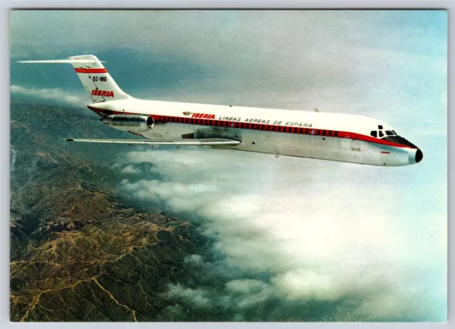 Airplane Postcard Lineas Aereas de Espana Iberia Airlines Douglas DC 9-30 CF11