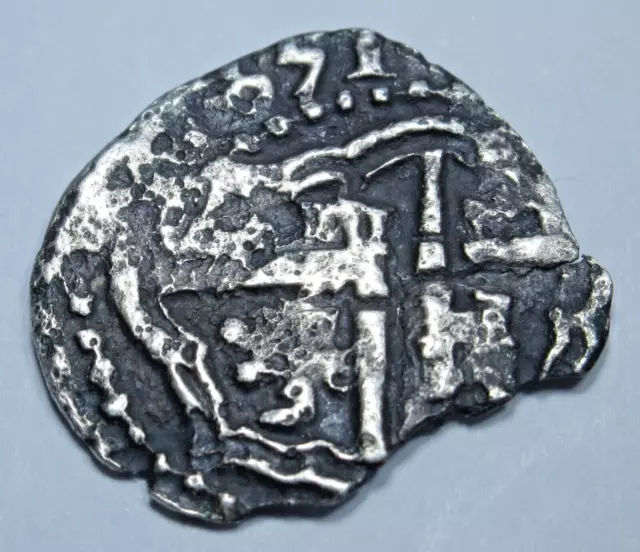 1651 Shipwreck Spanish Bolivia Silver 1/2 Reales 1600's Colonial Pirate Cob Coin