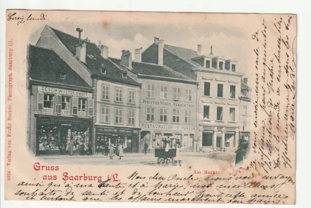 SARREBOURG Saarburg - Moselle - CPA 57 - Gruss Aus ... place Commerces HUMIDITE
