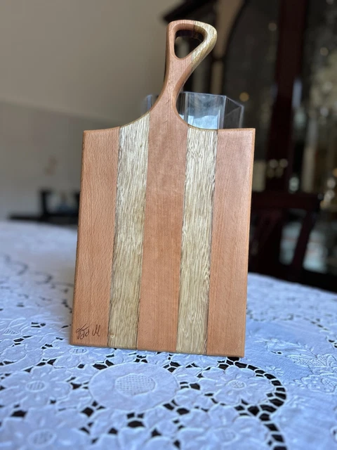 Tagliere Artigianale In Rovere E Frassino 40x27 Cm | Controfibra, Fatto A Mano Con Cera D'Api In Omaggio