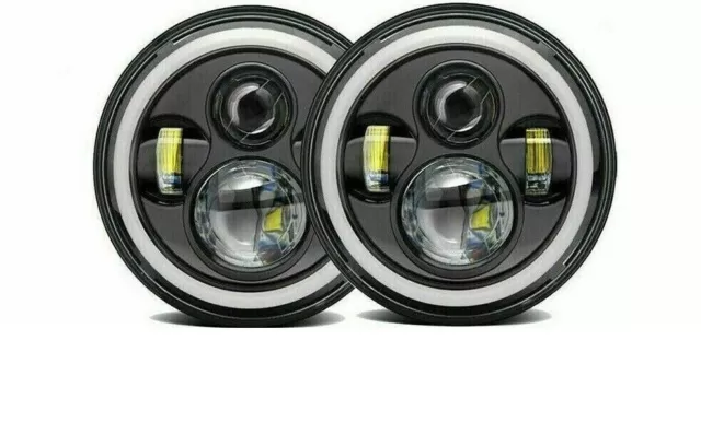 7  POUCE LED Phare Avant Halo Angel Eye DRL Léger Adapté For Land Rover  EUR 76,92 - PicClick FR