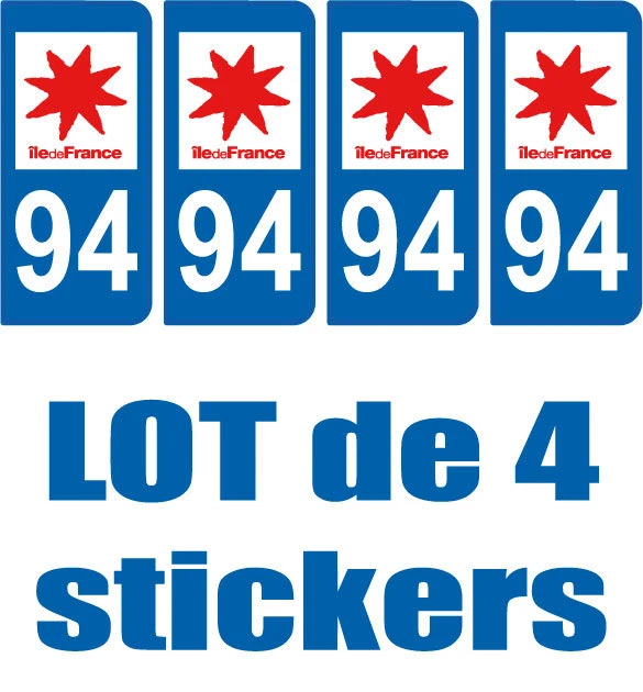 Autocollants Plaque Immatriculation Style Full Black - Région Île-de-France 93 - Lot De 4 - Vinyle Durable