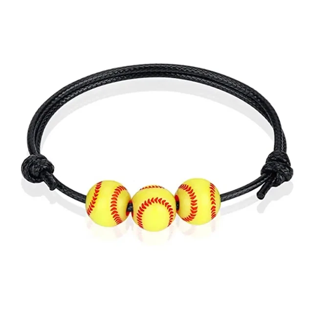 Sports Theme Adjustable Beads Balls Bracelet - New - Softball