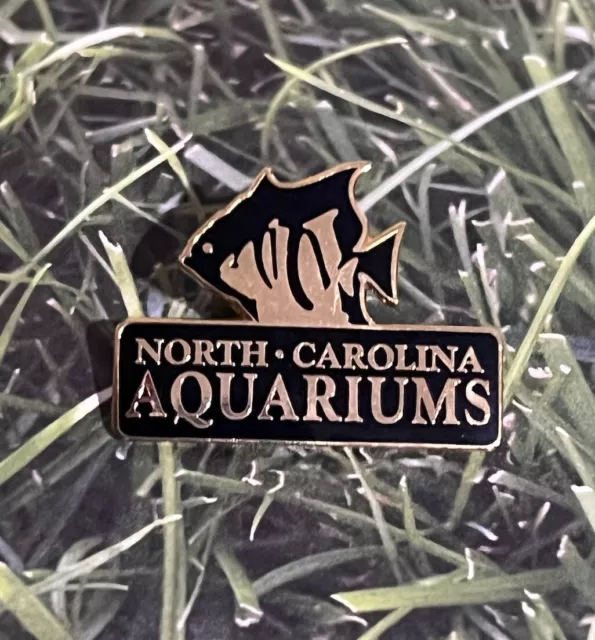 North Carolina Aquariums Black Gold Rectangle Pin Hat Tie Collectible Vintage