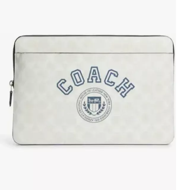 New! COACH Laptop Sleeve In Signature Canvas With Coach Varsity - MSRP:  $192.99