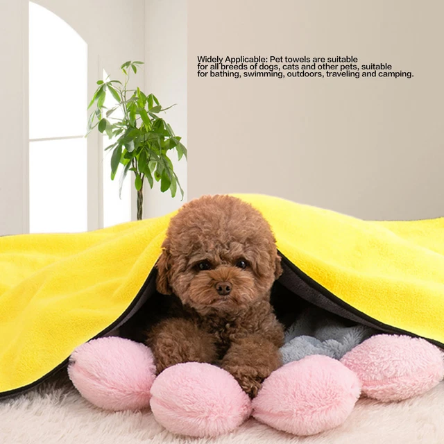 (2,8 X 2 X 2,2 pulgadas) Toallas para mascotas amarillo gris toalla de baño para mascotas ligera