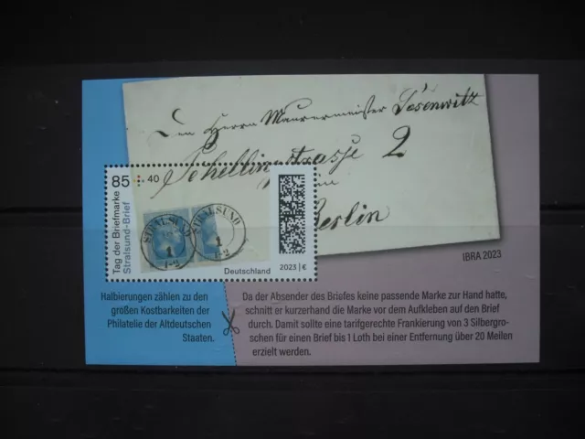 Bund BRD 2023: Mi.-Nr. 3752 Bl. 91 Tag der Briefmarke ** postfrisch