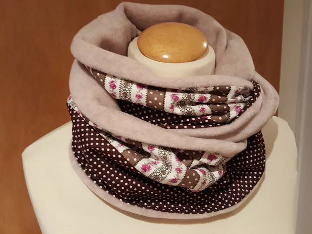 Fleece-Loop-Scarf-Halstuch -Schal " Wintertraum in rose`-braun "