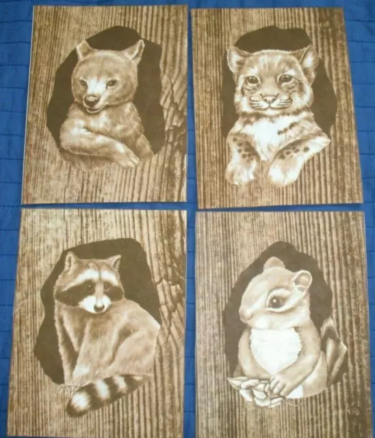 * TRI CHEM 6264 BARNWOOD TREE ANIMALS BEAR CHIPMUNK  Picture to Paint TRICHEM