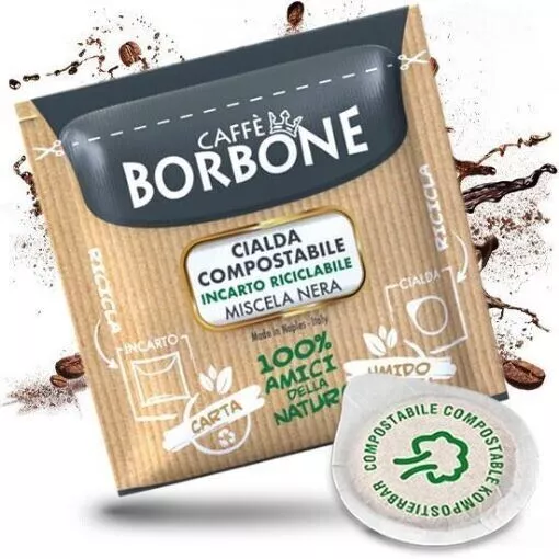 Caffè Borbone Kaffee 100 Kompostierbare Pads, Nera, ESE System 44 mm Cialde