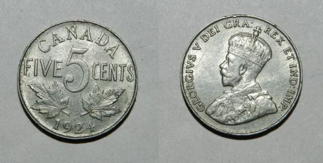 Canada : 5 Cents 1924 Gvf