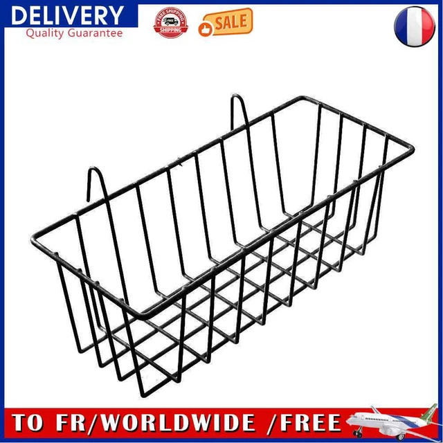Iron Wall Mounted Storage Rack Holder Hanging Basket Shelf Container (Black)