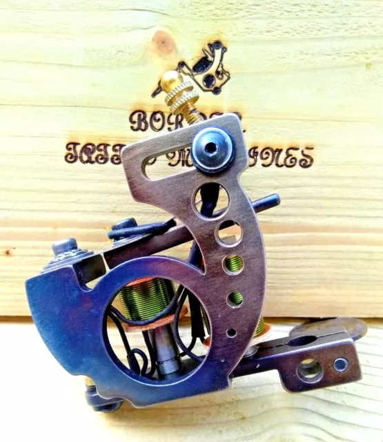 "Shader" Border Tattoo Machine,Custom Iron Frame Custom Green 8 Layer 32Mm Coils