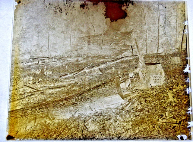 Ca.1898 Glass Photographic Plate - Illinois Central Railroad Construction M