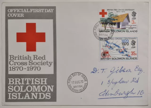 BRITISH SOLOMON ISLANDS QE2 - British Red Cross Society FDC - 17 Aug 1970