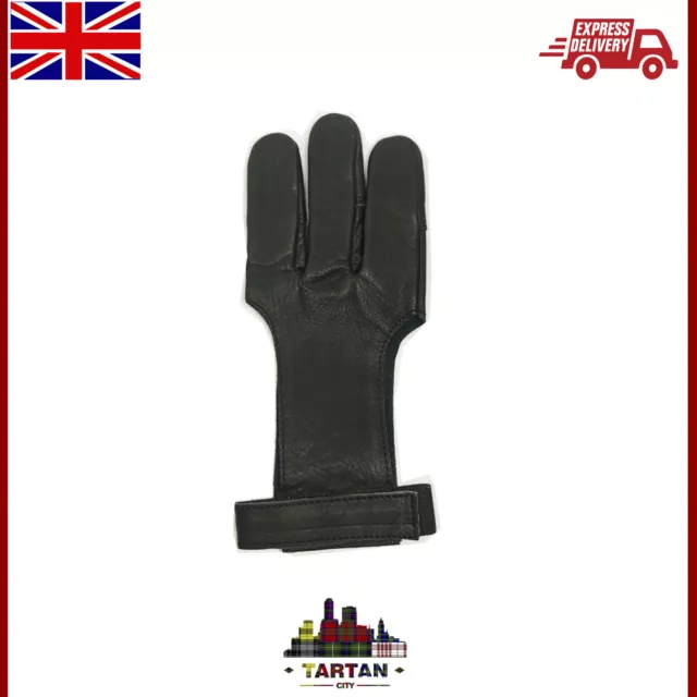 TC Tiro con Arco Tiro Guante - Cuero Guantes de Caza 3 Dedo Lazo Hunter Guantes