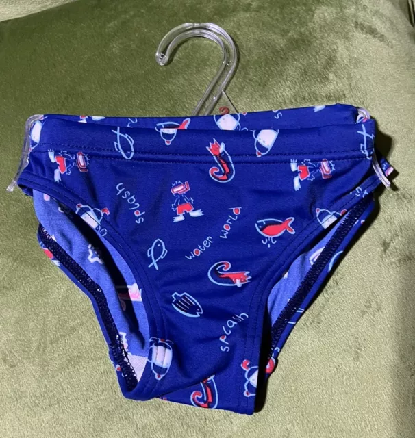 Boys Baby Toddler Aqua Fish Pattern Swimming Trunks  Aged 2 New 2