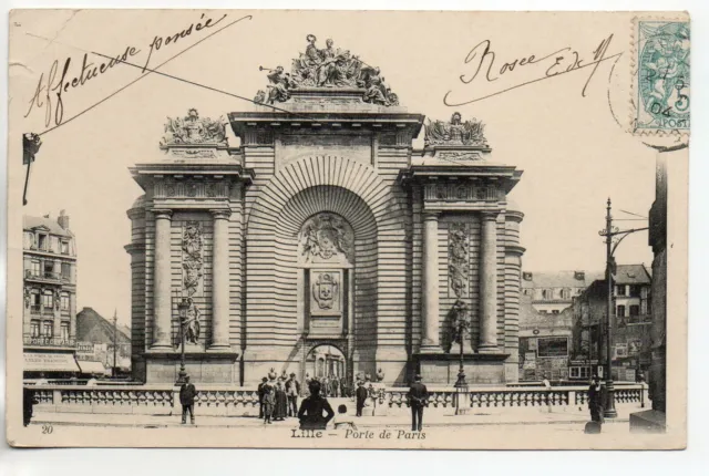 LILLE - Nord - CPA 59 - la Porte de Paris - Animée petit défaut en haut à gauche