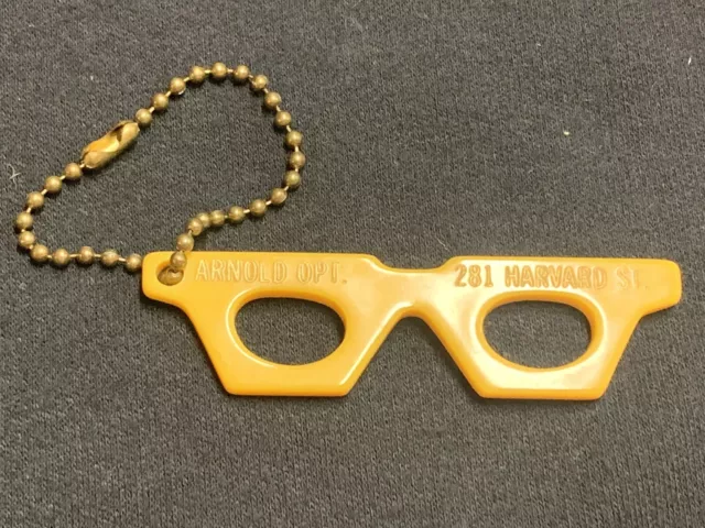 Vintage 1960's Optician Advertising Promo Celluloid Eyeglasses Shaped Keychain