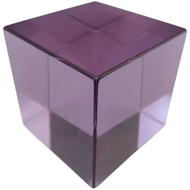 SIGNED ARCHIMEDE SEGUSO Murano Lilac / Blue Neodymium Glass Cube
