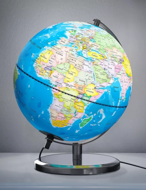 9" Illuminated World Globe with Stand, Educational Globes for Kids Learning, ...