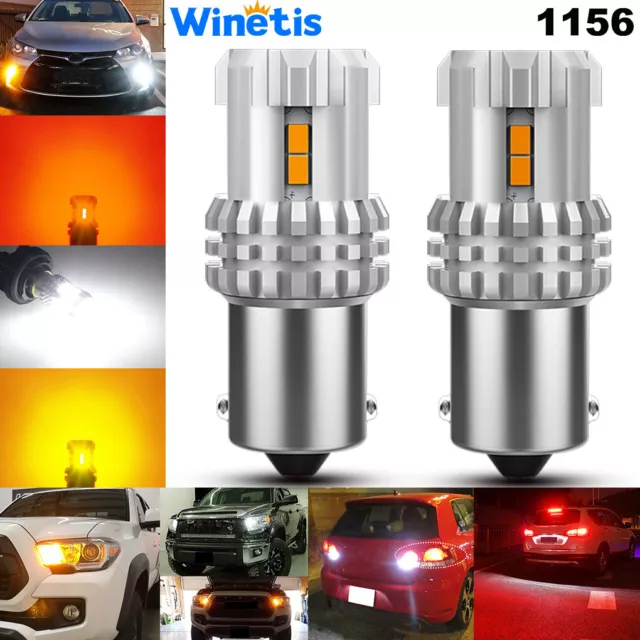 2X 1156 BA15S 7506 Turn Signal Backup Reverse Brake Tail Lights LED Bulb Replace