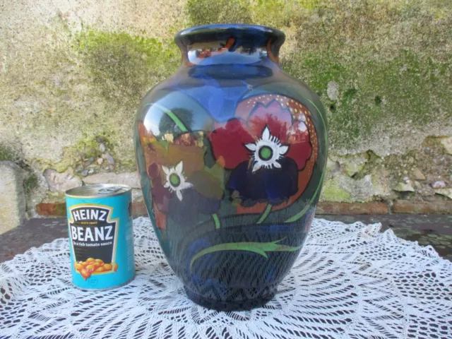 Large Decoro Vase. Art Deco, English 1930s, Ceramic, Hand Painted  Floral Design
