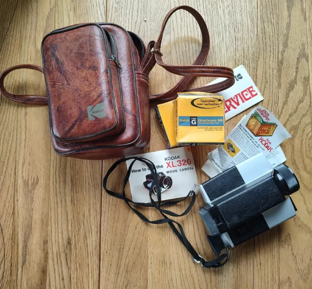 Vintage Kodak XL320 Movie Camera with Case (Untested) & 2 Film Cartridges