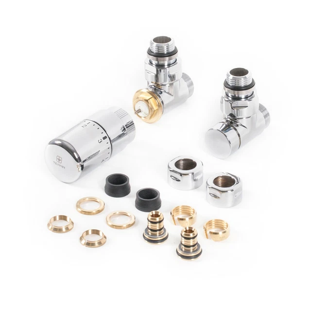 Terma Angled Thermostatic Valve Set  Chrome
